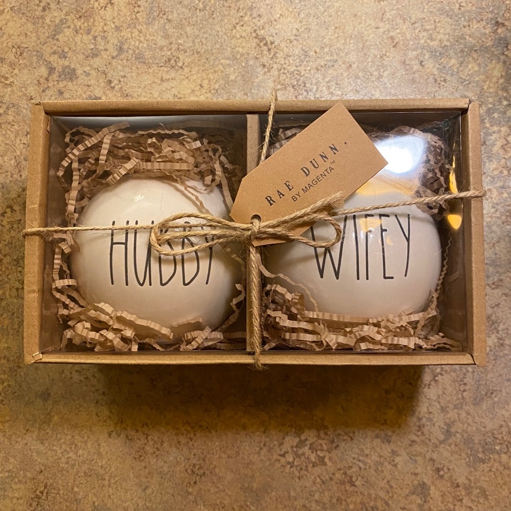 Rae Dunn Hubby & Wifey Ornaments